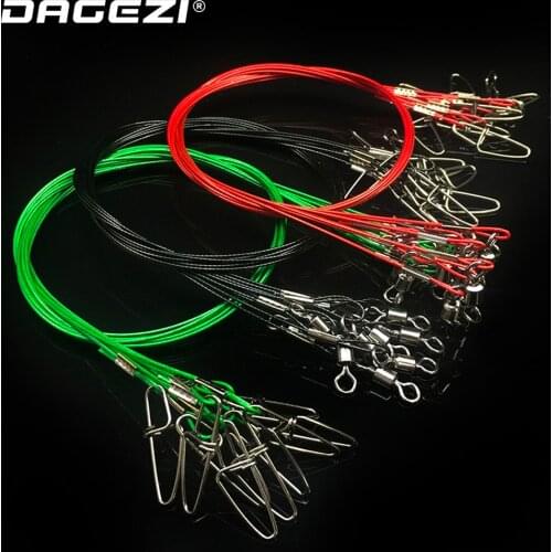 DAGEZI 10Pcs/lot Max Drag 67KG Steel Wire Leader Line With Swivel Fishing Connector 50CM Fishing Line Sink FIshing Rope