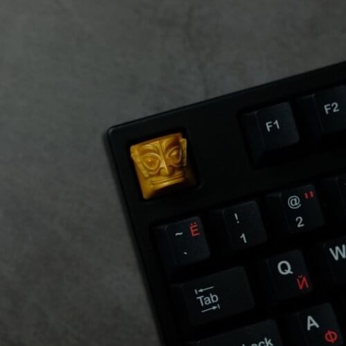 Sanxingdui Mask Pharaoh Design Resin Keycaps For Cherry Mx Gateron Kailh Box TTC Switch Mechanical Keyboard Yellow Key Cap