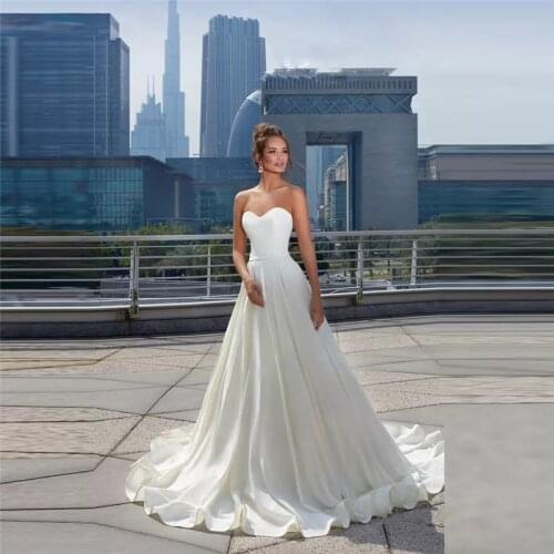 Sexy Sweetheart A-Line Spring Wedding Dresses Lace Up Back Ribbon Waistline Bridal Gowns Plus Size Custom Made