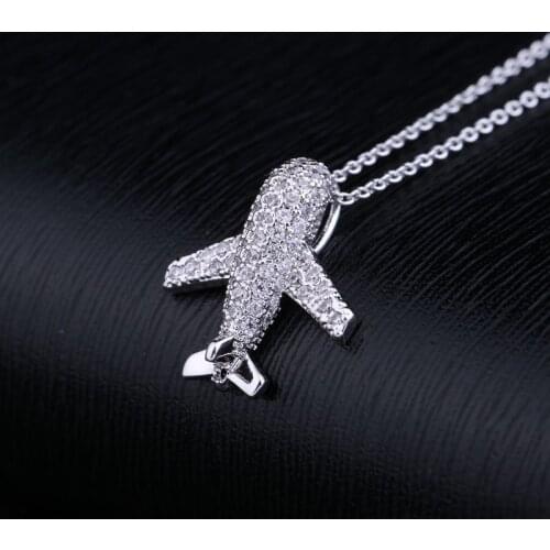 Fashion cubic zircon Aircraft Air Plane Pendant Necklace Rose Gold and gold Plane Necklace For Women Jewelry 2020