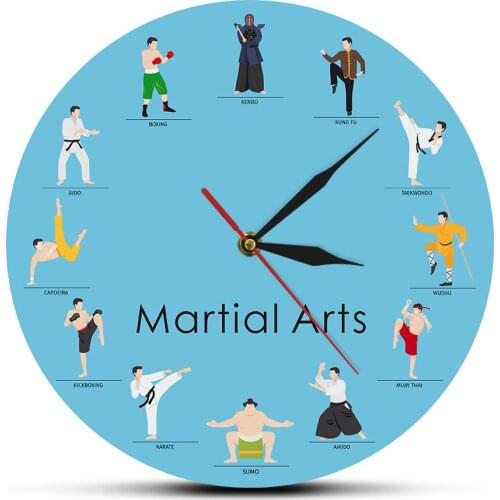 Mixed Martial Arts Modern Wall Clock Fighting Sports Wall Art Master of Combat Exclusive Home Decor Hanging Silent Wall Watch