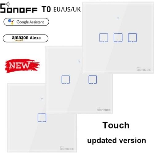 SONOFF T0 TX Smart WiFi Smart Switches with 1/2/3 Gang Wireless Wifi Switch for Alexa Google Home Smart Home Automation EU&UK&US