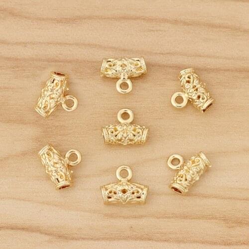 20 Pieces Gold Tone Clips Bail Spacer Beads Charms Pendants Clasps Connectors for Necklace Bracelet Jewellery Making 8x9mm