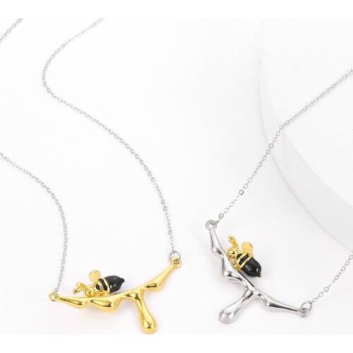 The Bee Honey Insect Necklace Collar Clavicle Women Charm Jewelry Korea Style Fashion Choker Temperament Party Sweet Gifts