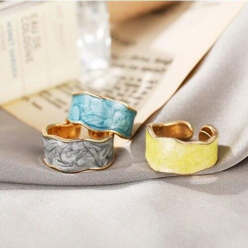 New Gothic Style Opening Enamel Drop Glaze Ring for Woman Fashion Jewelry European and American Wedding Party Sexy Ring