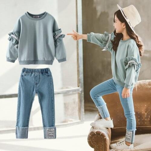 ZWF692 Girls Clothing Set Autumn Spring Clothes Kids Cotton Tracksuit For Girl Warm Suit Costumes Children Clothing Pants Set