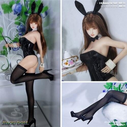 1/6 Female Girl Rabbit Fur Suit Dress Stockings Shoes Hairband Clothes Set for 12in Tbleague Phicen JIAOUL Action Figure Toy