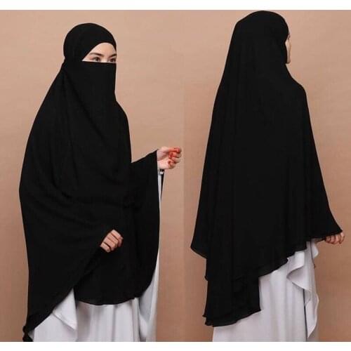2Pcs Muslim Women Burquas Khimar Long Hijab Veil Prayer Abaya Arab Burka Middle East Islam Eid Full Cover Headscarf Jilbab