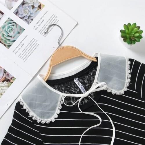 2020 White Lace Big Lapel Doll Fake Collar for Women Shawl Wrap Removable Detachable False Collar Sweater Dress Accessory