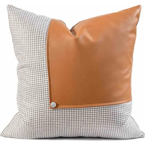45x45/50x50cm soft brown pu leather cushion cover stitched throw pillowcase decorative pillow covers
