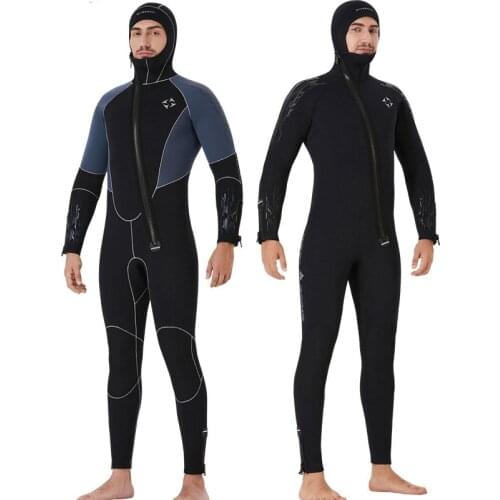5mm Neoprene wetsuit long-sleeved Scuba diving suit men spearfishing snorkeling surfing One piece set winter thermal swimsuit