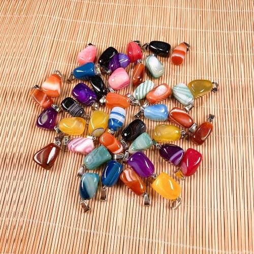 5pcs/lot Natural Stone Pendant Irregural Shaped Stripe Agates Pendant Making Bracelet Necklace for DIY 10X20-15X25 mm