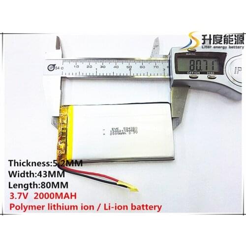 5pcs [SD] 3.7V,2000mAH,[524380] Polymer lithium ion / Li-ion battery for TOY,POWER BANK,GPS,mp3,mp4,cell phone,speaker