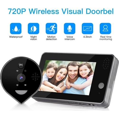 Wifi Doorbell Camera Video Peephole Door Intercoms 4.3 Inch Motion Detection Wireless Door Viewer Video-eye Smart Ring
