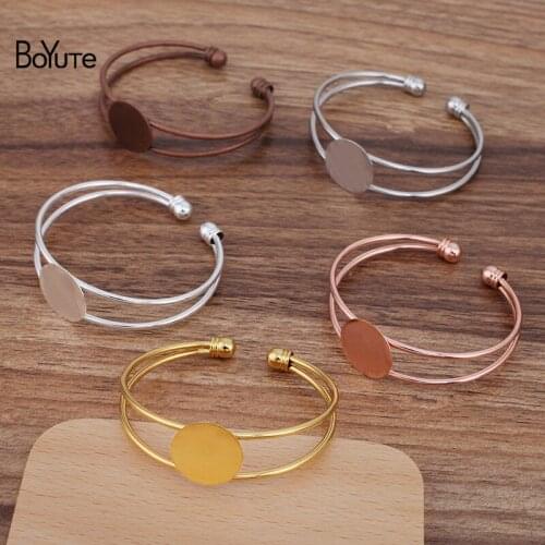 BoYuTe (5 Pieces/Lot) 65*60MM Metal Brass Blank Bracelet with 18MM Flat Base Handmade DIY Jewelry Accessories Materials