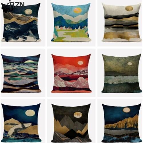 Moonlight Landscape Cotton Linen Throw Pillowcase Decorative Cushion Cover for Sofa Bed Home Decor Pillow Cover Fundas De Cojin