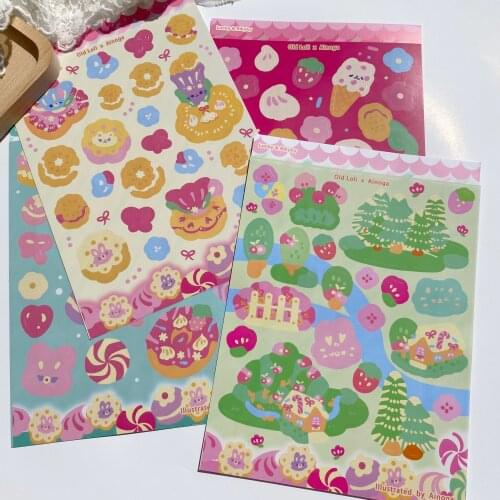 Ins Style Series Cake Forest Bread Creative Cute Hand Account DIY Decoration Collage Material Stickers