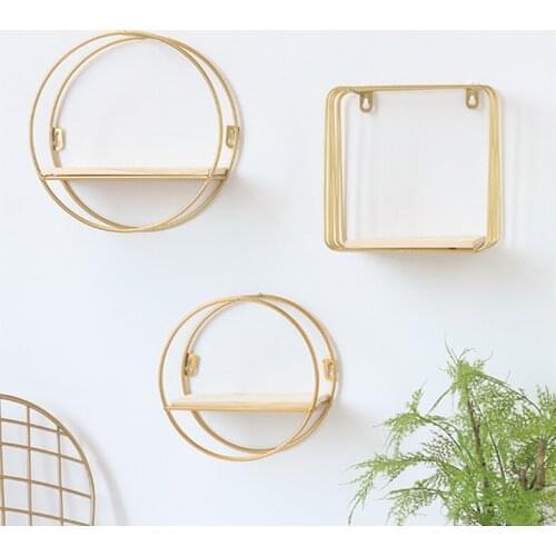 Nordic Creative round Iron Wall Surface Wall Hanging Indoor Living Room Bedroom Storage Shelves