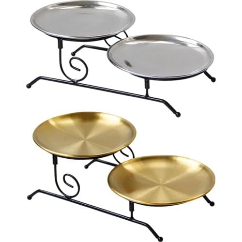 Serving Tray Round European Style Serving Platter Appetizer Stand Home Living Room Dressing Table for Cake Desserts Nuts Wedding