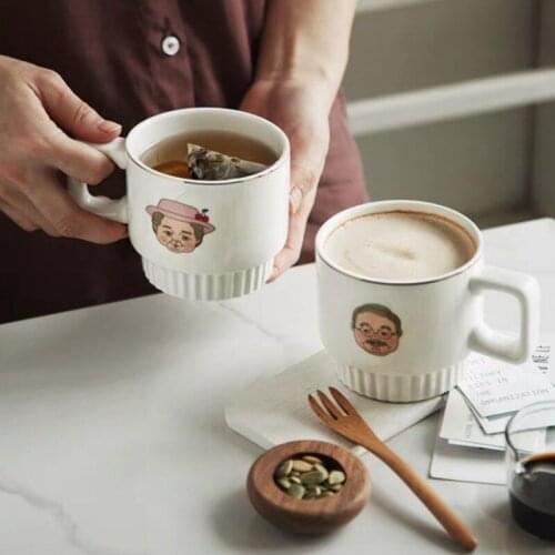 Кружка Bts Latte Cup Milk Mack Retro Grandpa Grandma Couple Cups Afternoon Tea Ceramic keeper Hand-Painted Graffiti