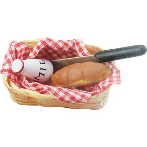 Dollhouse Miniature Milk Bread Basket Model Prop Toy Accessories DIY Crafts Gift Phone Shell Patch Arts Miniature Simulation Mod
