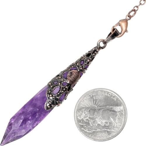 Reiki Healing Crystal Stones Dowsing Pendulum for Divination Wicca Balancing Pointed Pendant Pendulum with Chain 7"