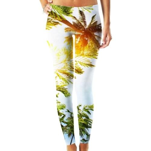 Women Leggings Fashion 3D Digital Printing Weed/Palm Trees/Sunflower Leggings Sexy Elastic Female Skinny Leggings Gothic DDK3