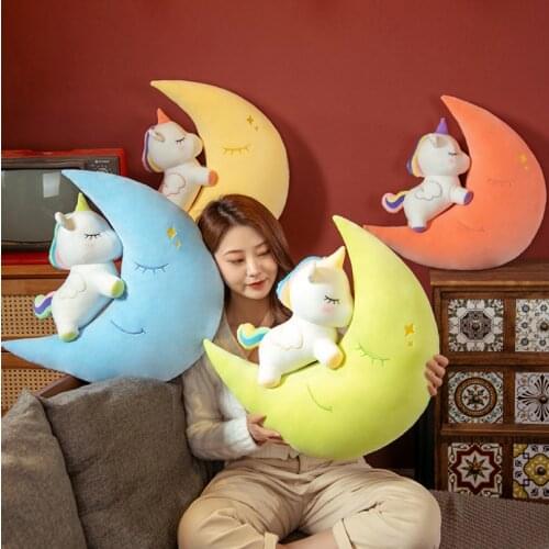 60cm Kawaii Unicorn Plush Toy Cute Moon Unicorn Stuffed Animals Plushie Soft Pillow Room Decor Toys for Girls Children Gift