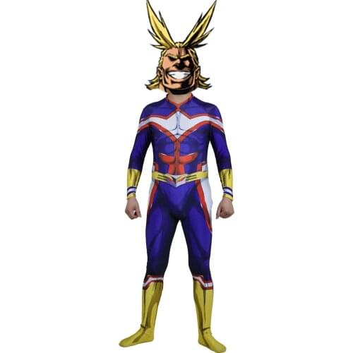 My Hero Academia Toshinori Yagi All Might Cosplay Costume BNHA Superhero Halloween Bodysuit Adults Kids Zentai Second Skin Suit