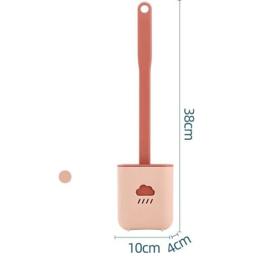 Toilet Soft Brush Long Handle Brush Batehroom Tool Silicone Toilet Brush Hole-Free Cloud Cleaning Brush