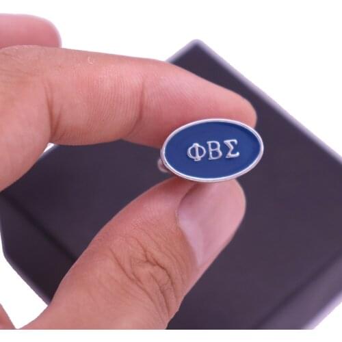 One Piece Novelty Made Oval Shape Greek Letter Engraved Phi Beta Sigma Cufflinks Fraternity Club Men Shirt Jewelry