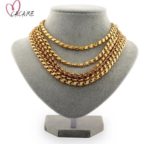 24K Gold Snake Chain Necklace Men Women Party 2021 Dubai Jewelry Yellow Necklaces Statement F1208 CACARE