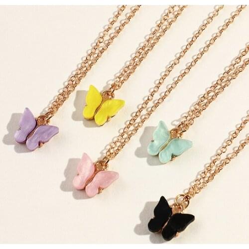 5pcs/set Cute Butterfly Pendant Necklace For Women Cocktail Party Choker Necklace Steet Style Korean Fashion Necklace Jewelry