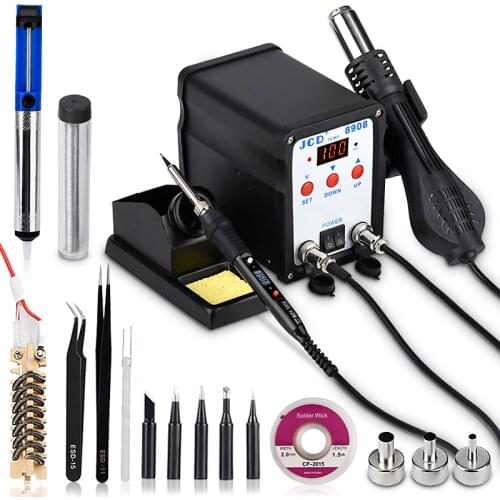 QHTITEC 8908 Soldering Station 2 IN 1 Welding Repair Machine Soldering Iron with Hot Air Gun SMD BGA Rework LCD Digital Station