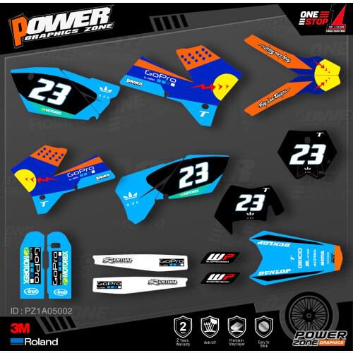 PowerZone Custom Team Graphics Backgrounds Decals 3M Stickers Kit For KTM SX SXF MX 05-06 EXC XCW Enduro 05-07 125 to 500cc 02