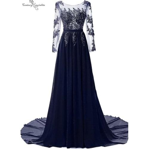 Long Sleeves Mother of the Bride Dresses Lace Appliques Beaded Sequins Open Back Wedding Guest Gowns Evening Dresses Plus Size
