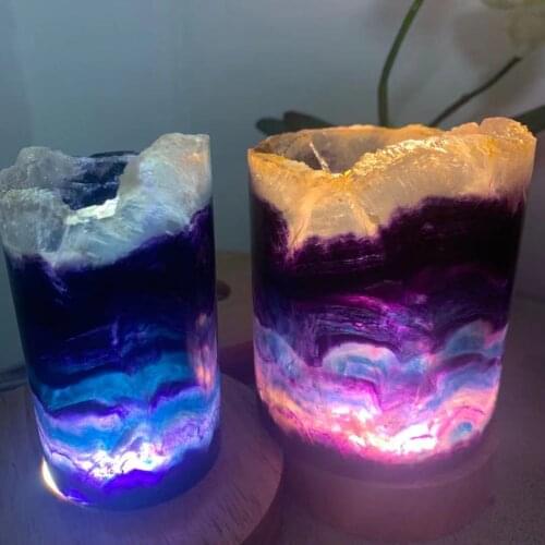 Natural Rainbow Fluorite Light Lamp Reiki healing crystal natural stone home decoration
