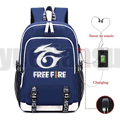 Games Free Fire Garena Backpacks USB Charing Mochila Women High Quality Travel Bags Children School Bags Teenager Girls Bookbags