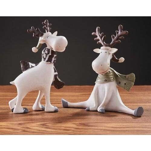 NORDIC MODERN DOLLS WHITE REINDEER XMAS WHITE DEER ELK NEW YEAR CHRISTMAS DECORATIONS ORNAMENTS HOME GIFT LIVING ROOM TV CABINET