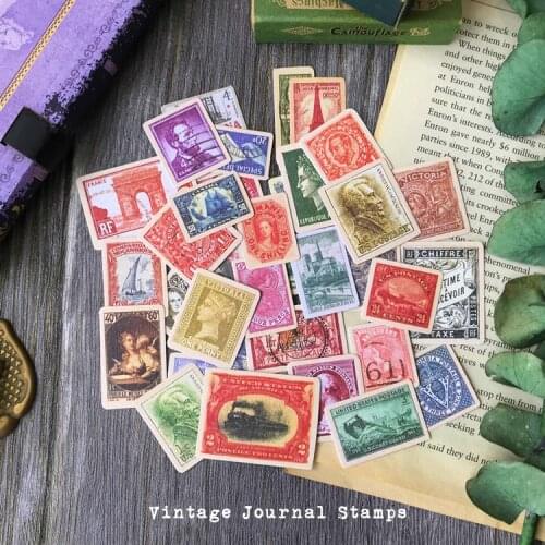 Retro Old Color Stamps Stickers Travel Journal Stickers Scrapbooking Craft Diary Album Decorative Textured paper