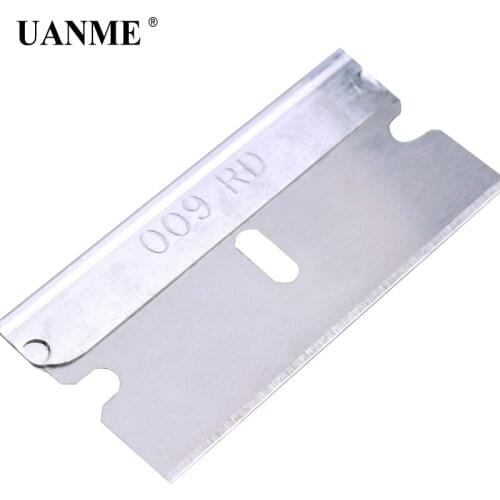 UANME 100 Blades/Box Imported Metal Razor Blades 1PC 39mm*19mm Cleaning Scraper Tools Vinyl Film Window Tint Glue Remove Tool