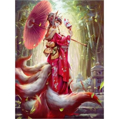 Home Decoration Nine Tailed Fox Animation Handmade Diamond Painting Embroidery Mosaic Cross Diamond Embroidery Design FC667
