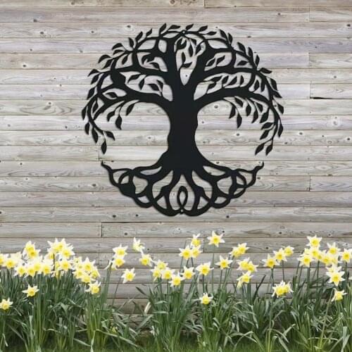 Life Circle Tree Wall Sticker Vinyl Home Bedroom Decor Metal Sculpture Black Easy To Install Recycled For Office Kitchen28x18cm