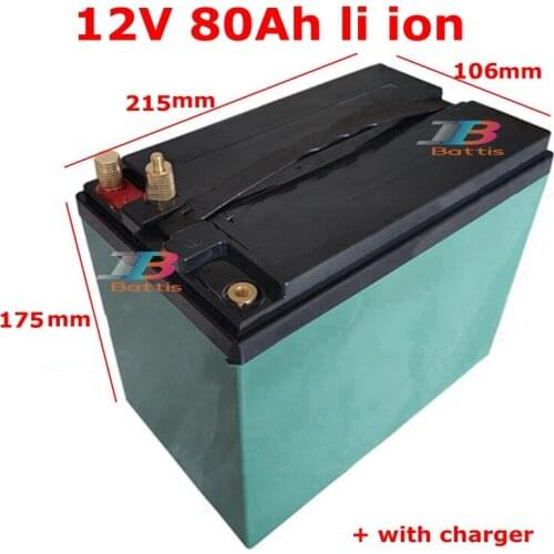 Waterproof 12v 80ah lithium ion battery 18650 BMS 3S li ion for caravan Household appliances Medical equipment +10A charger