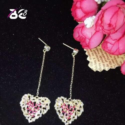 Be 8 New Arrival Drop Earrings Love Heart Long Dangle Earrings for Women Fashion Style Party Wedding Jewel E589