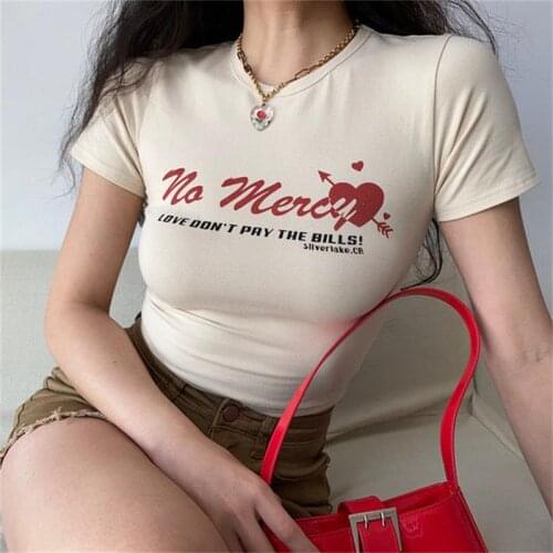 Graphic and Letter Printing Womens Crop Tops O-neck Short Sleeve Female T-shirts Clothes Shirt Vintage bf Clothing lady Tee