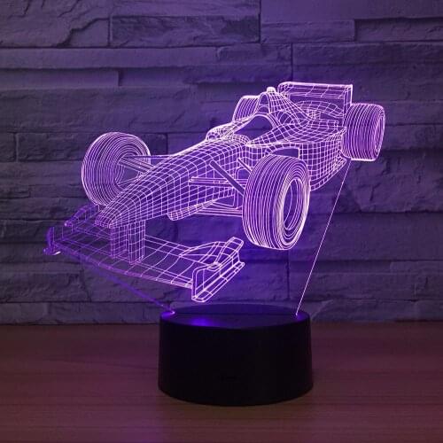 Racing Car 3d Night Lamp Usb Dry Battery Dual Purpose Led Gift 3d Light Fixtures Lovely 7 color change 3D Lamp
