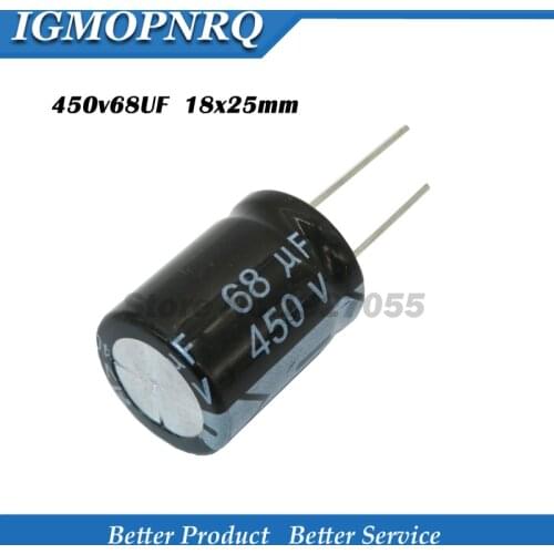 5PCS 450v68uf 450v 18x25mm 450v 68uf 18*25 Electrolytic c Electrolytic capacitor 450V68UF