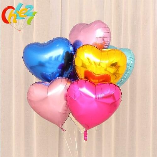 50pcs 18inch Romantic heart Pearl Gold Pink Foil helium Balloons wedding I Love You Globos Party Decor pure color Anniversary