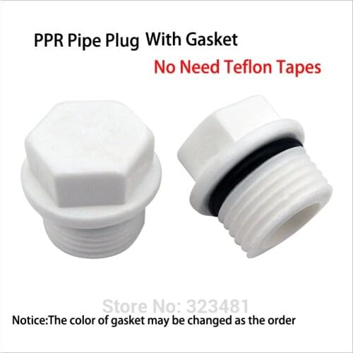 50pc/lot PPR Pipe Plugs 1/2" BSP Male Thread Pipe Fitting End Cap Plug